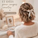Chignon élégant sur une femme aux cheveux bruns, pour un style raffiné.