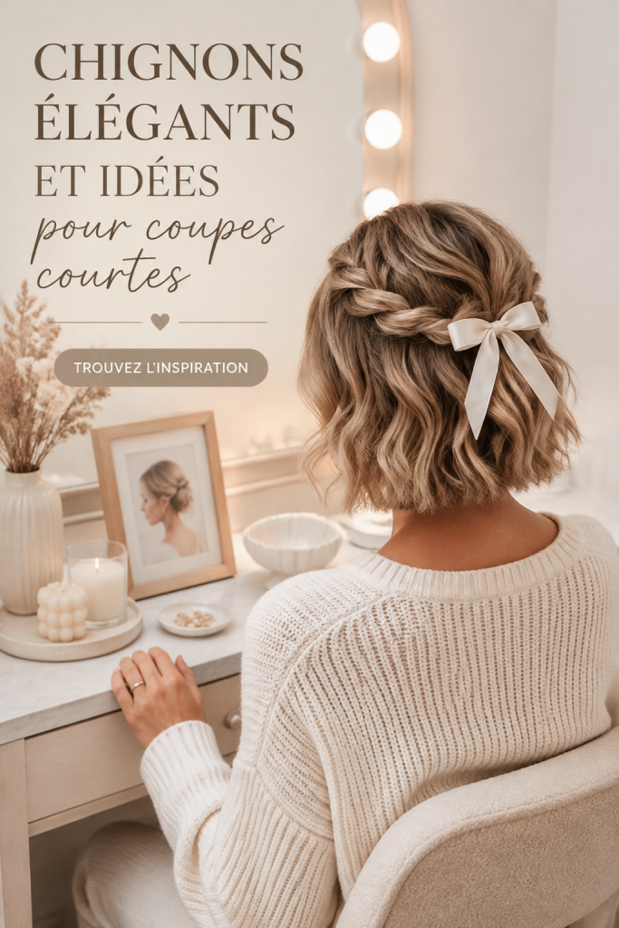 Chignon élégant sur une femme aux cheveux bruns, pour un style raffiné.