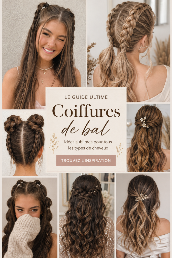 Coiffure élégante pour le bal avec des boucles glamour
