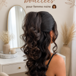 Femme noire avec des boucles naturelles bien définies, portant une coiffure stylée.