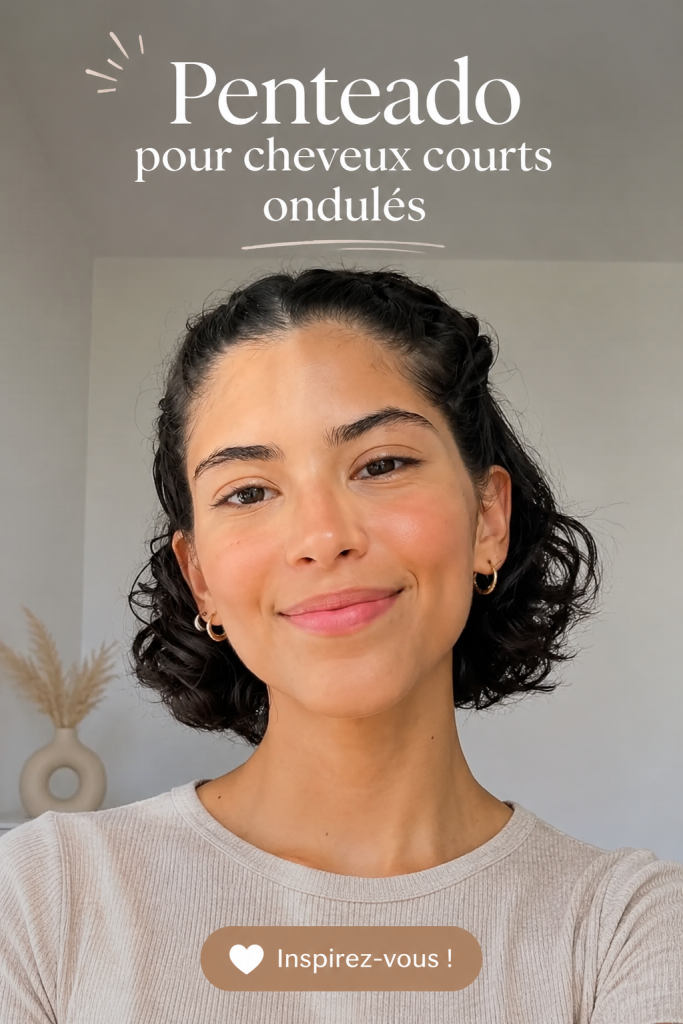 Une femme avec des cheveux courts ondulés arborant une coiffure élégante
