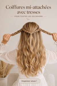 Coiffure demi-attachée tressée élégante pour une occasion spéciale