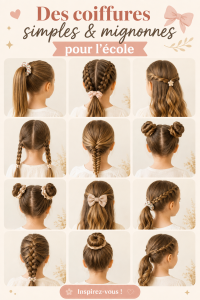 Une écolière souriante avec une coiffure tressée adorée pour l'école.