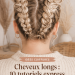 Coiffures faciles pour cheveux longs présentées en images.