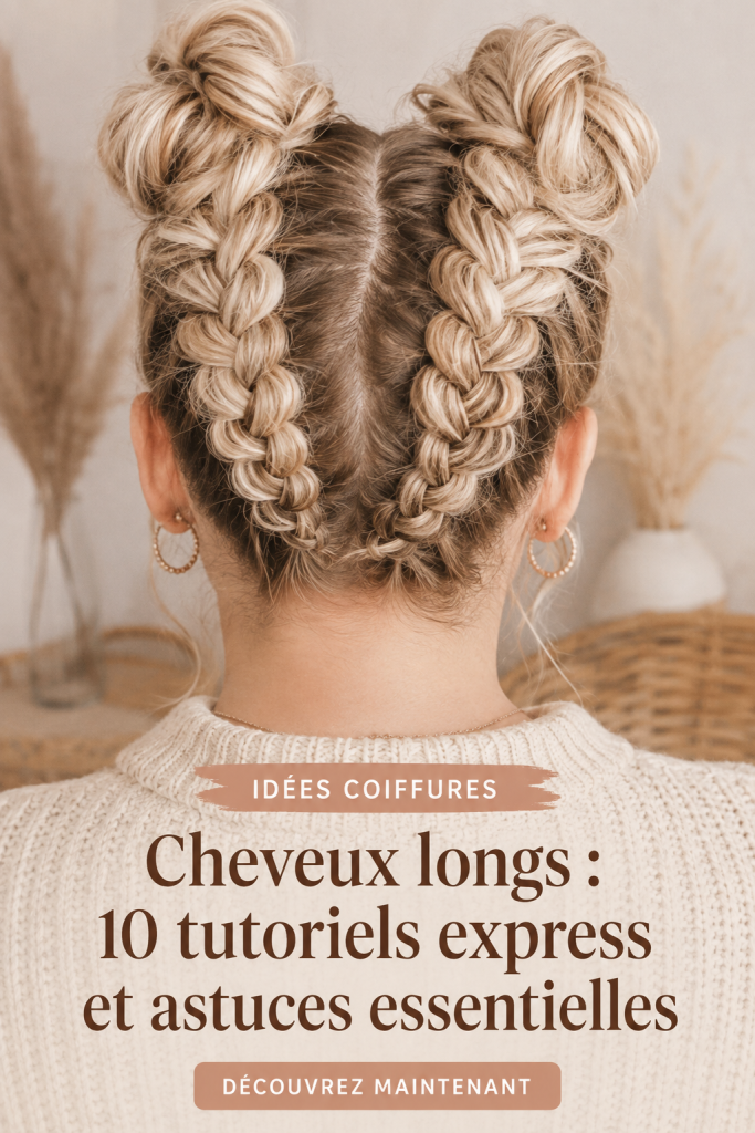 Coiffures faciles pour cheveux longs présentées en images.
