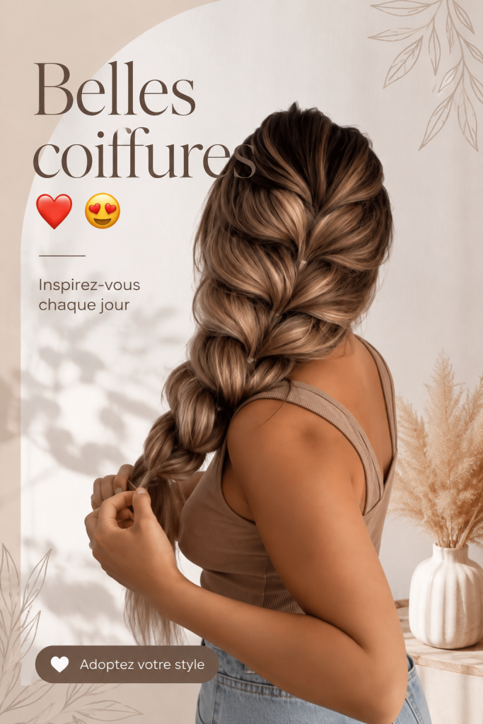 Femme affichant une coiffure magnifique, avec des cheveux brillants et bien coiffés.