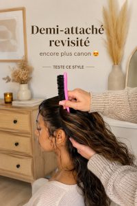 Coiffure mi-haut mi-bas élégante mettant en valeur le visage