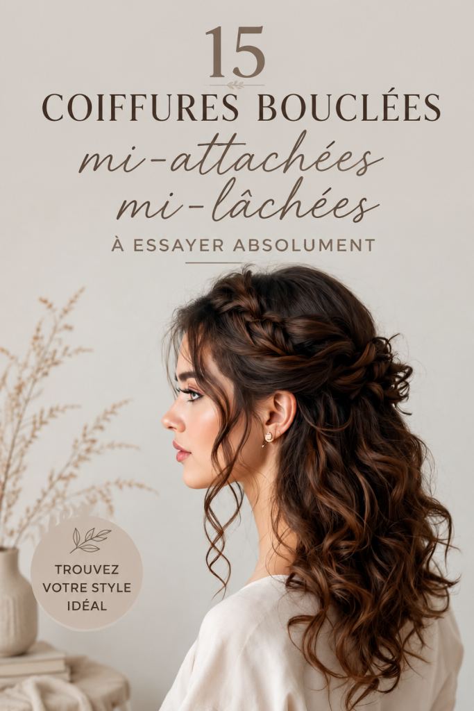 Coiffure mi-haut mi-bas avec des boucles élégantes en plein air