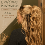 Femme avec une coiffure printanière tendance pour 2026, mettant en valeur des couleurs vives et des styles modernes.