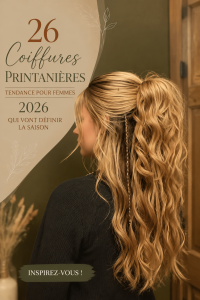 Femme avec une coiffure printanière tendance pour 2026, mettant en valeur des couleurs vives et des styles modernes.
