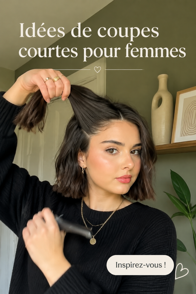 Femme avec une coupe courte moderne et stylée, mettant en avant des cheveux sains et bien coiffés.