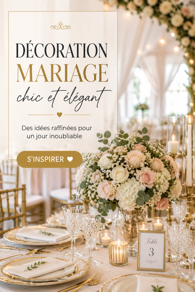 Un mariage décoré avec des éléments chic et élégants, mettant en valeur une ambiance raffinée.
