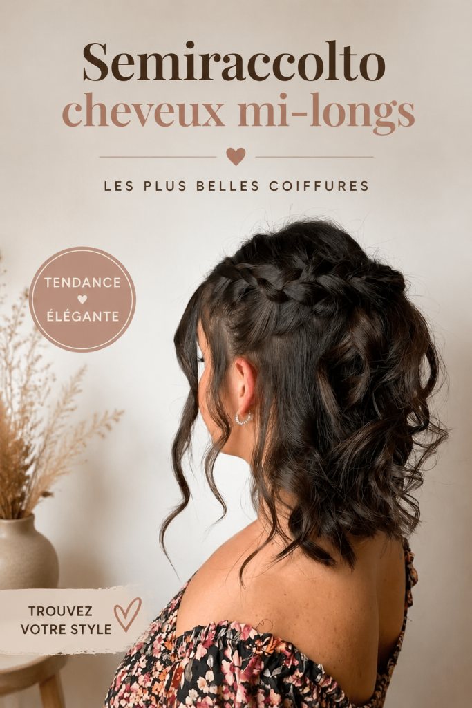Femme avec une demi-attachée élégante et décontractée mettant en valeur ses cheveux moyens.