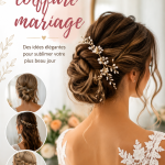 Coiffure de mariage élégante avec un chignon et des fleurs