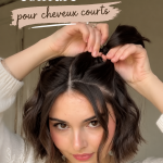Femme avec une coiffure courte et élégante, style bob en vogue.