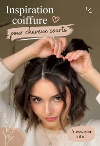 Femme avec une coiffure courte et élégante, style bob en vogue.