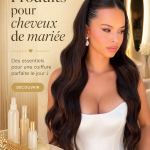 Coiffure de mariage élégante avec des accessoires floraux.