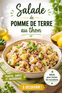 Salade de pommes de terre au thon prête à déguster, garnie d'herbes fraîches