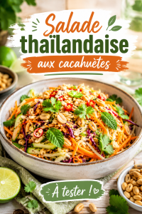 Salade thaïlandaise aux cacahuètes colorée dans un bol.