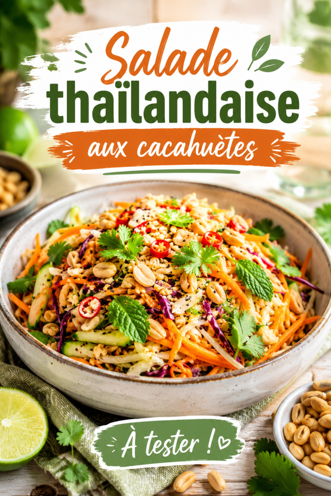 Salade thaïlandaise aux cacahuètes colorée dans un bol.