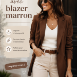 Tenue élégante avec un blazer marron, combinée avec des pièces tendance.