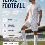 Un joueur de football portant une tenue intégrale blanche sur le terrain