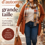 Femme portant une tenue d'automne chic en grande taille, avec un manteau et des bottes.
