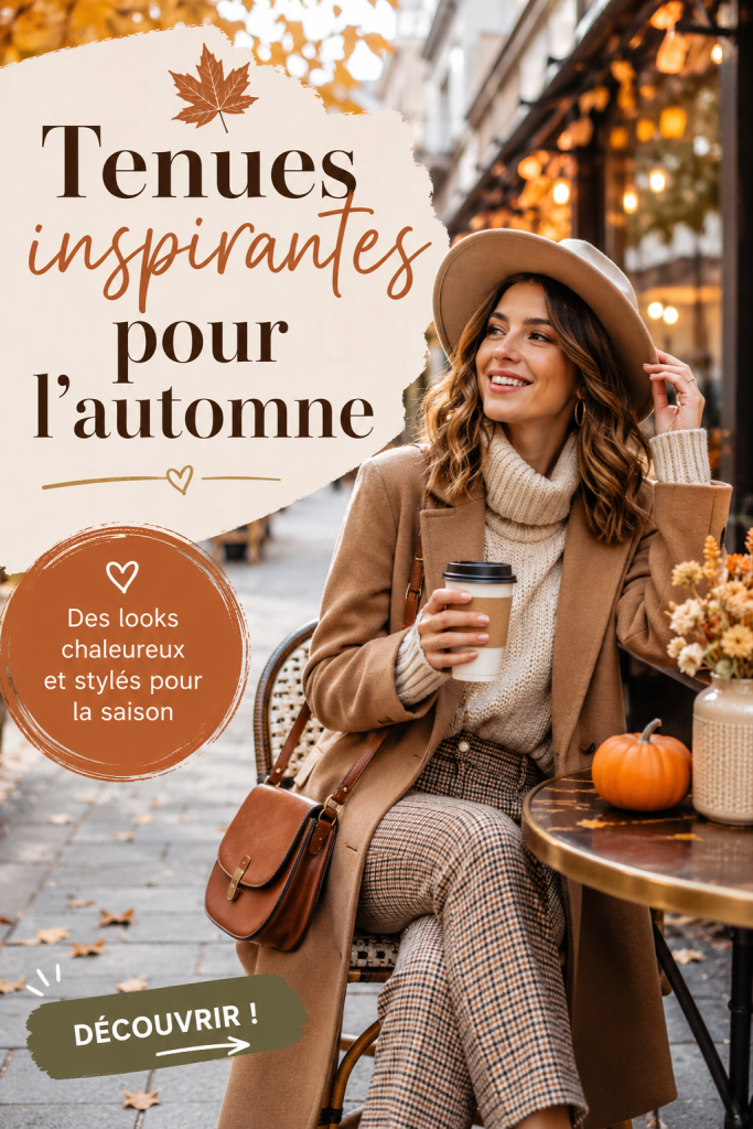 Un ensemble de tenues inspirantes pour l'automne avec des couleurs chaudes et des ingrédients stylés.