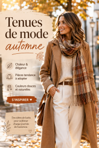 Une collection de tenues d'automne élégantes avec divers styles et couleurs.
