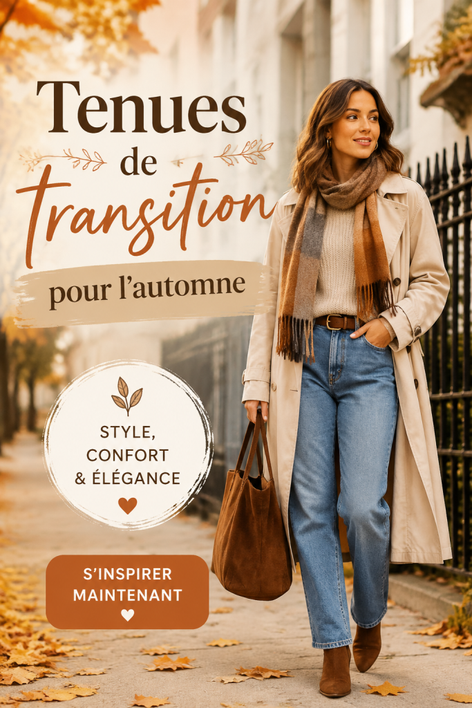 Tenue automnale stylée et élégante avec une veste légère et des accessoires.
