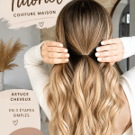 Tutoriel de coiffure DIY montrant une coiffure élégante réalisée facilement.