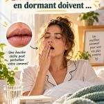 Femme se réveillant avec la bouche sèche, montrant un visage préoccupé