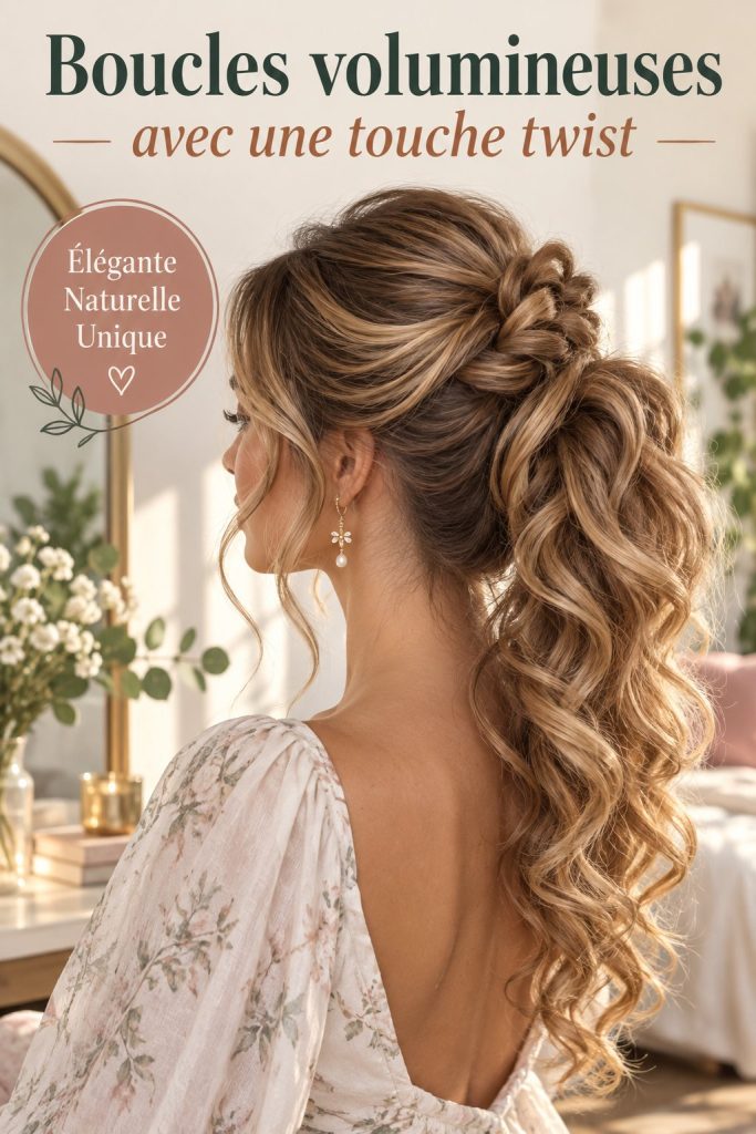 Femme avec des boucles volumineuses et élégantes