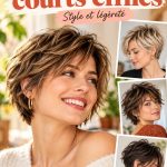 Femme avec des cheveux courts effilés, affichant un style moderne et chic