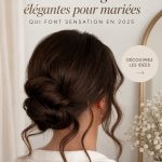 Chignon bas élégant pour mariée avec fleurs d'ornement