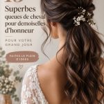 Coiffure chignon haut élégante pour demoiselles d'honneur le jour de mariage