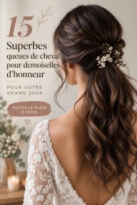 Coiffure chignon haut élégante pour demoiselles d'honneur le jour de mariage