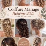 Coiffure bohème élégante avec des fleurs pour un mariage