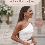 Modèle avec une élégante coiffure de mariage, mettant en valeur un chignon fleuri, parfaite pour le jour J.