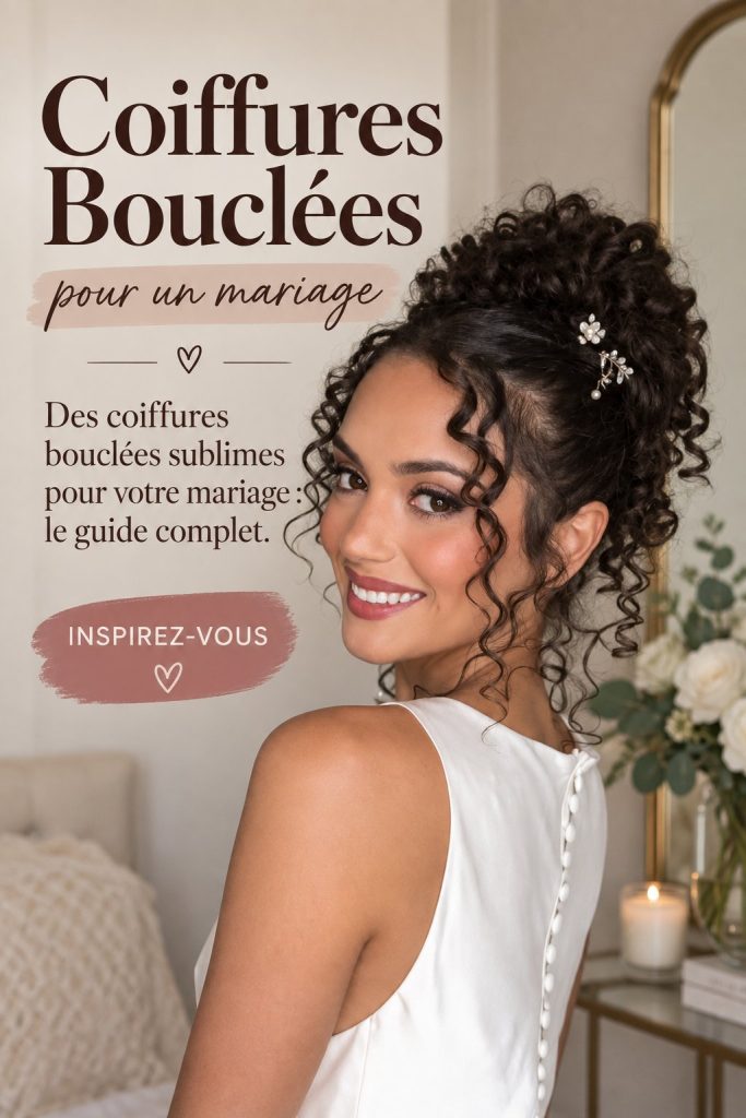 Une mariée avec une coiffure bouclée élégante lors de son mariage