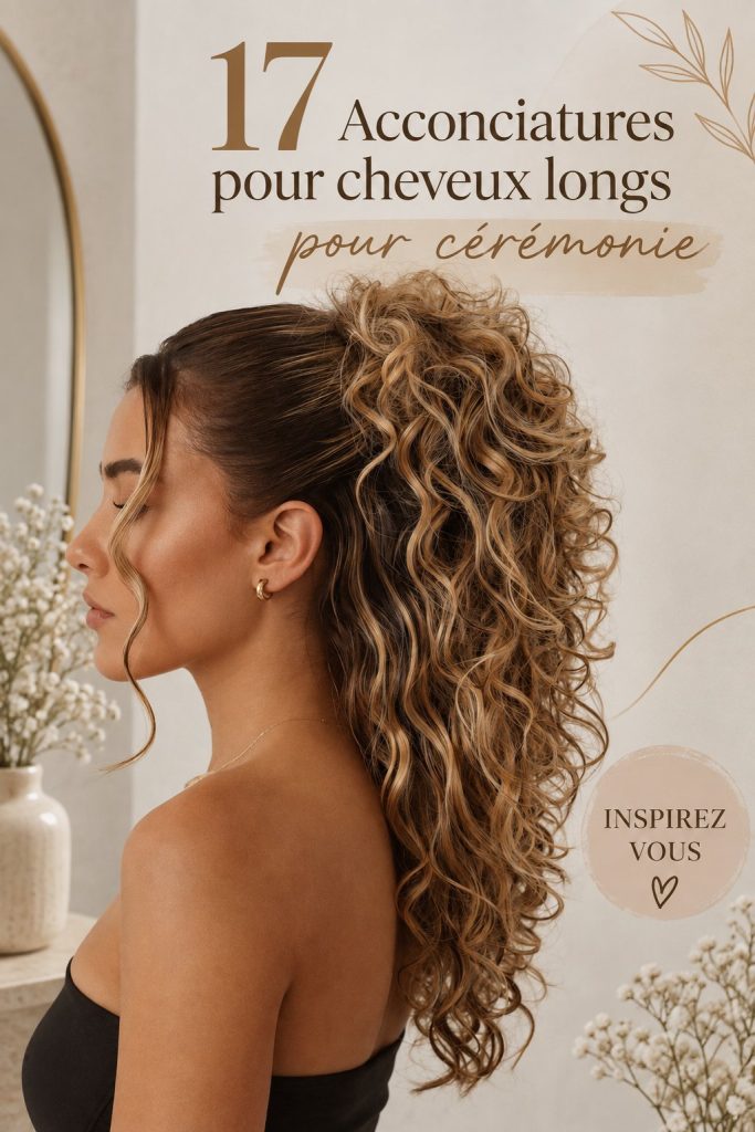 Une belle coiffure de cérémonie pour cheveux longs ornée de fleurs