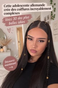 Une adolescente allemande portant une coiffure complexe et sophistiquée, illustrant la créativité en coiffure.