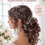 Un élégant chignon de mariée orné de fleurs blanches, parfait pour un mariage romantique.