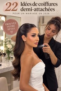 Coiffure demi-attachée élégante avec des boucles pour un mariage en 2026.
