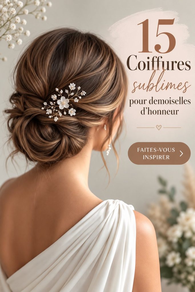 Coiffures tendance pour demoiselles d'honneur en robes asymétriques