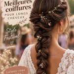 Modèle avec des cheveux longs en tresses colorées pour un festival.