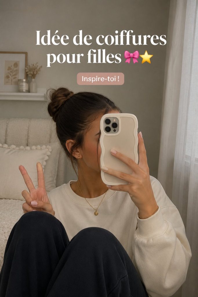Une petite fille souriante avec une coiffure colorée pour enfants