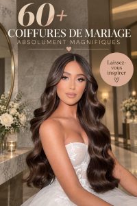 Une mariée avec une coiffure élégante et des fleurs dans les cheveux