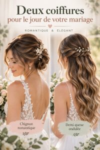 Une mariée avec une coiffure élégante et moderne, mettant en valeur ses traits