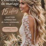 Coiffure de mariage élégante réalisée avec des tresses et des fleurs fraîches